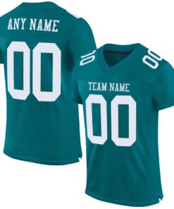 Custom Teal White Mesh Authentic Football Jersey
