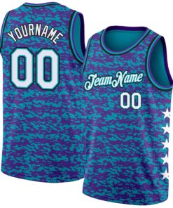 Custom Teal White Purple-Black Authentic City Edition Basketball Jersey