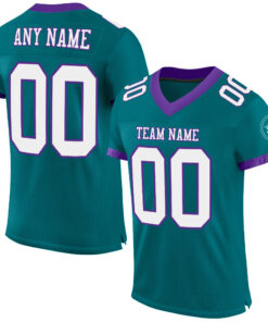 Custom Teal White-Purple Mesh Authentic Football Jersey