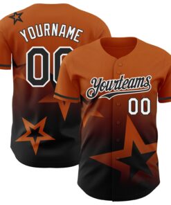 Custom Texas Orange Black-White 3D Pattern Design Gradient Style Twinkle Star Authentic Baseball Jersey