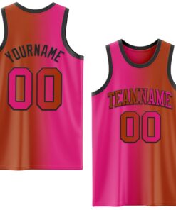 Custom Texas Orange Hot Pink-Black Authentic Gradient Fashion Basketball Jersey