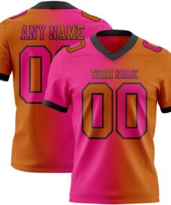 Custom Texas Orange Hot Pink-Black Mesh Authentic Gradient Fashion Football Jersey