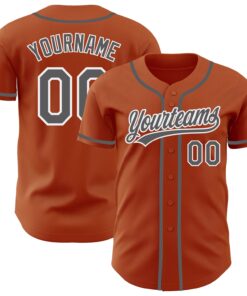 Custom Texas Orange Steel Gray-White Authentic Baseball Jersey