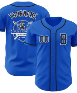 Custom Thunder Blue Black-White Authentic Baseball Jersey