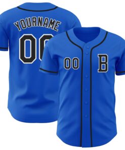 Custom Thunder Blue Black-White Authentic Baseball Jersey