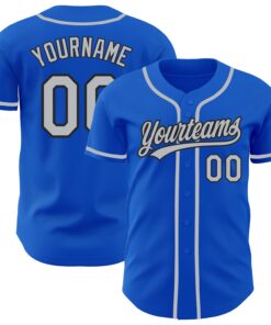 Custom Thunder Blue Gray-Black Authentic Baseball Jersey