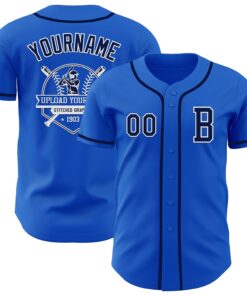 Custom Thunder Blue Navy-White Authentic Baseball Jersey