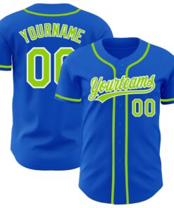 Custom Thunder Blue Neon Green-White Authentic Baseball Jersey