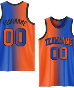 Custom Thunder Blue Orange-Black Authentic Gradient Fashion Basketball Jersey