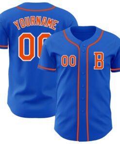 Custom Thunder Blue Orange-White Authentic Baseball Jersey