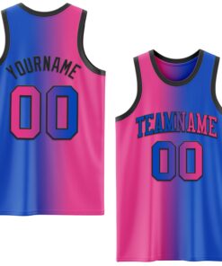 Custom Thunder Blue Pink-Black Authentic Gradient Fashion Basketball Jersey