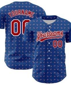 Custom Thunder Blue Red-White 3D American Flag Authentic Baseball Jersey