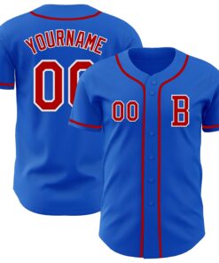 Custom Thunder Blue Red-White Authentic Baseball Jersey