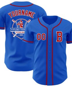 Custom Thunder Blue Red-White Authentic Baseball Jersey