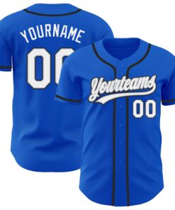 Custom Thunder Blue White Gray-Black Authentic Baseball Jersey