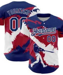 Custom US Navy Blue Cardinal-White 3D USA Flag Authentic Baseball Jersey