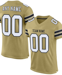 Custom Vegas Gold White-Black Mesh Authentic Football Jersey