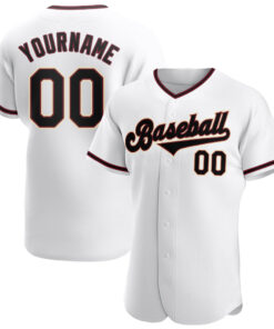 Custom White Black-Crimson Authentic Baseball Jersey