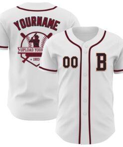 Custom White Black Crimson-Cream Authentic Baseball Jersey