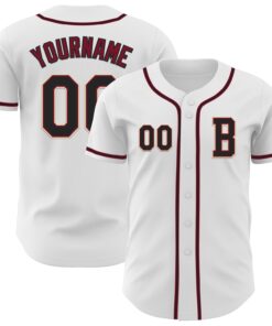 Custom White Black Crimson-Cream Authentic Baseball Jersey