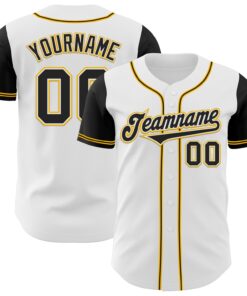 Custom White Black-Gold Authentic Two Tone Baseball Jersey