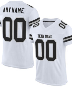 Custom White Black-Gray Mesh Authentic Football Jersey
