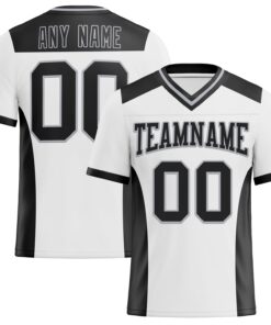 Custom White Black-Gray Mesh Authentic Football Jersey