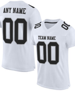 Custom White Black-Gray Mesh Authentic Football Jersey
