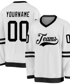 Custom White Black Hockey Jersey
