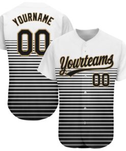 Custom White Black-Old Gold 3D Pattern Design Authentic Baseball Jersey