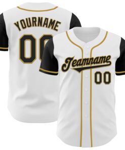 Custom White Black-Old Gold Authentic Two Tone Baseball Jersey
