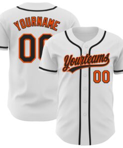 Custom White Black-Orange Authentic Baseball Jersey