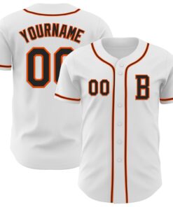 Custom White Black-Orange Authentic Baseball Jersey
