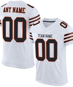 Custom White Black-Orange Mesh Authentic Football Jersey