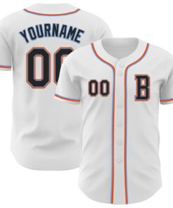 Custom White Black Powder Blue-Orange Authentic Baseball Jersey
