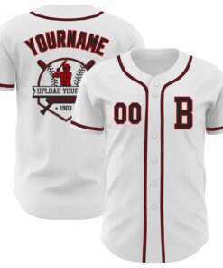 Custom White Black-Red Authentic Baseball Jersey