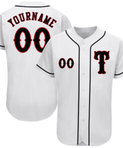 Custom White Black-Red Authentic Baseball Jersey