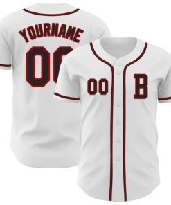 Custom White Black-Red Authentic Baseball Jersey