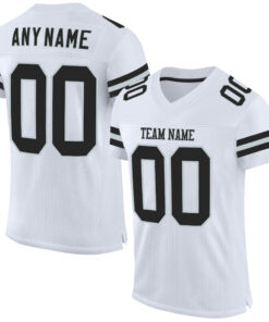 Custom White Black-Silver Mesh Authentic Football Jersey