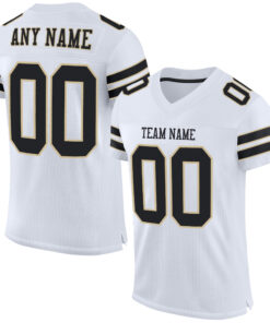 Custom White Black-Vegas Gold Mesh Authentic Football Jersey