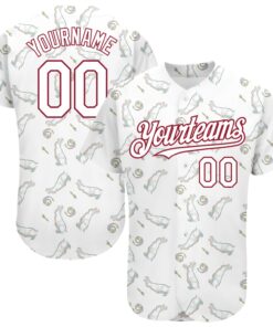 Custom White Cardinal 3D Pattern Design Rabbit Authentic Baseball Jersey