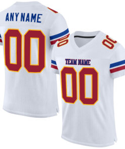 Custom White Cardinal-Gold Mesh Authentic Football Jersey
