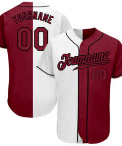 Custom White Crimson-Black Authentic Split Fashion Baseball Jersey
