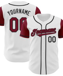 Custom White Crimson-Black Authentic Two Tone Baseball Jersey
