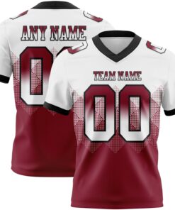 Custom White Crimson-Black Mesh Authentic Gradient Square Shape Flag Football Jersey