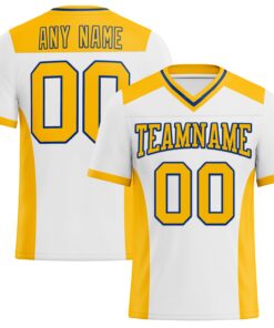 Custom White Gold-Royal Mesh Authentic Football Jersey