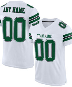 Custom White Gotham Green-Black Mesh Authentic Football Jersey