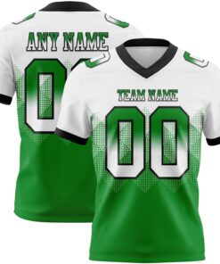 Custom White Grass Green-Black Mesh Authentic Gradient Square Shape Flag Football Jersey