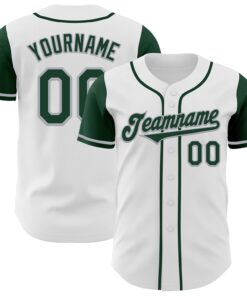 Custom White Green-Gray Authentic Two Tone Baseball Jersey