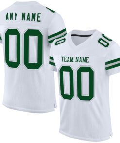 Custom White Green-Gray Mesh Authentic Football Jersey
